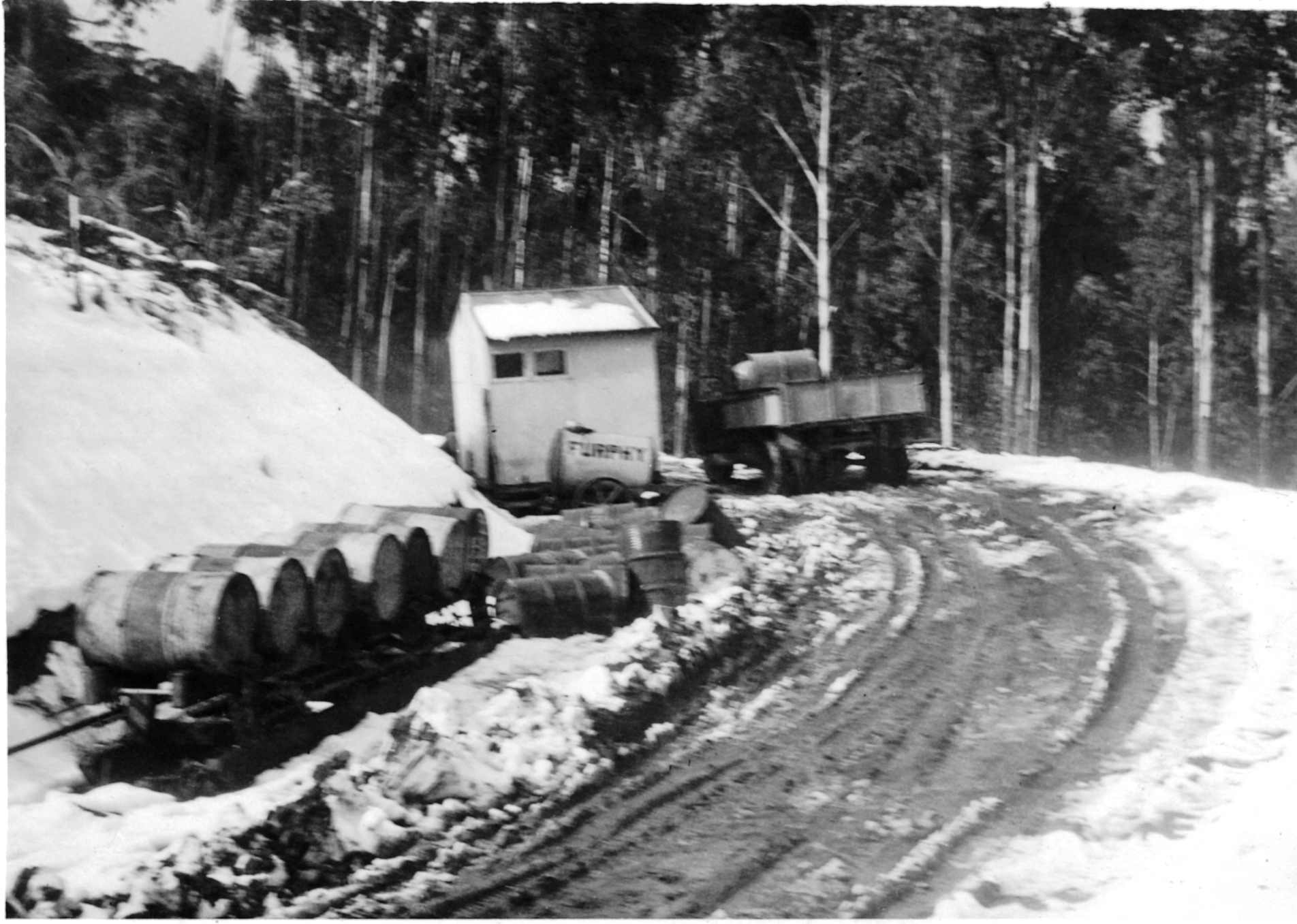 Forest Commission making the Mr Stirling Road in winter. High Country